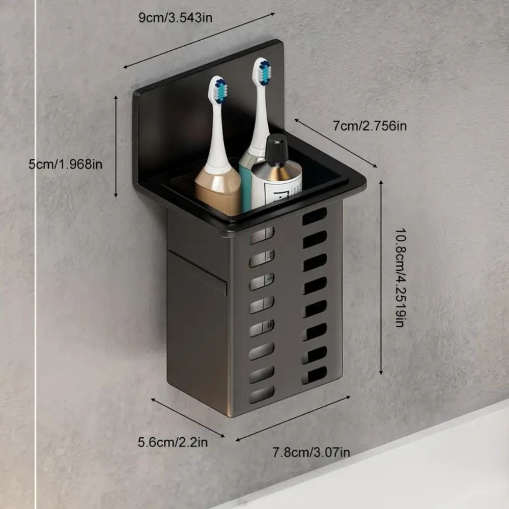 Modern Wall-Mounted Bathroom Organizer – Minimalist Home Storage & Decor