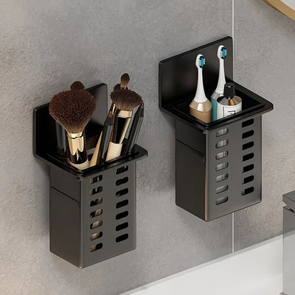 Modern Wall-Mounted Bathroom Organizer – Minimalist Home Storage & Decor