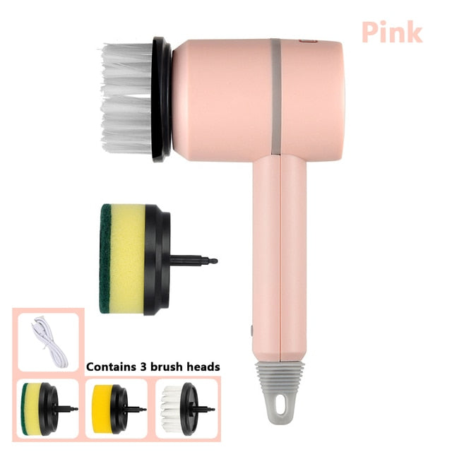 Electric Cleaning Brush with 3 Brush Heads