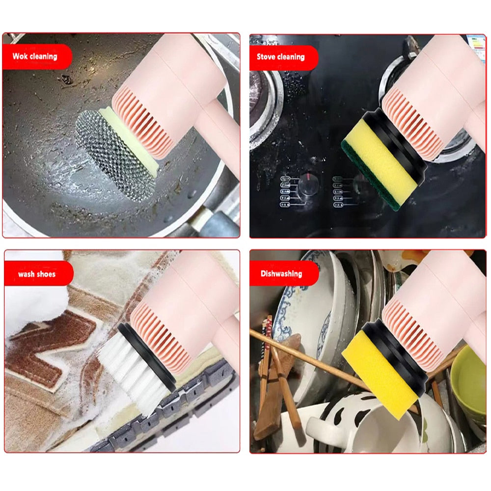 Electric Cleaning Brush with 3 Brush Heads