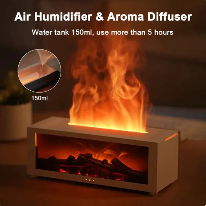 Flame Essential Oil Diffuser – Cozy Home Decor & Relaxing Ambiance for Living Room