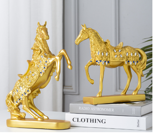 Artisan Resin Horse Sculpture — Modern Home Accent
