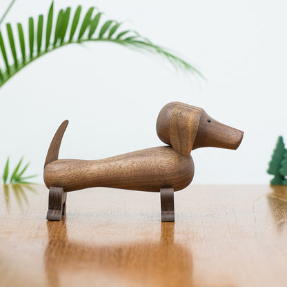 Walnut Dachshund Art Figurine