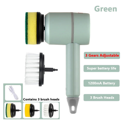 Electric Cleaning Brush with 3 Brush Heads