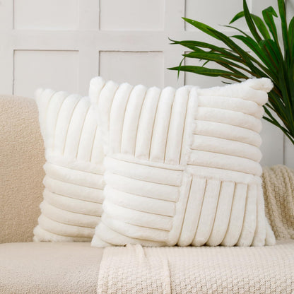 Faux Fur Throw Pillow Covers 20x20 Set of 2 – Plush Fluffy Cushion Cases for Sofa & Bed