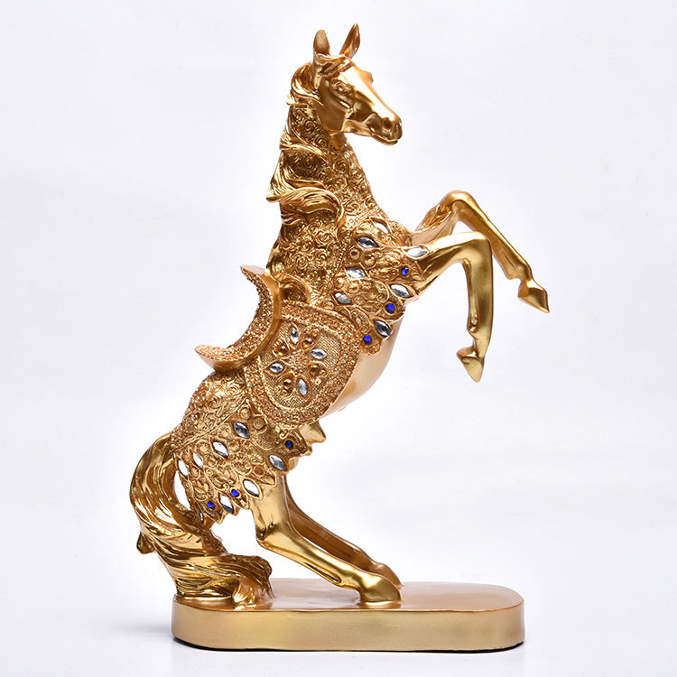 Artisan Resin Horse Sculpture — Modern Home Accent