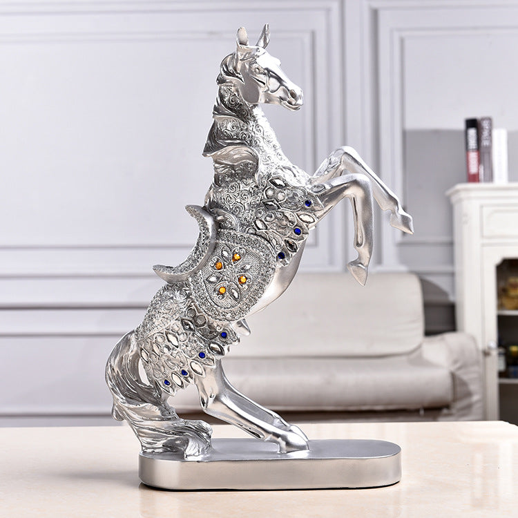 Artisan Resin Horse Sculpture — Modern Home Accent