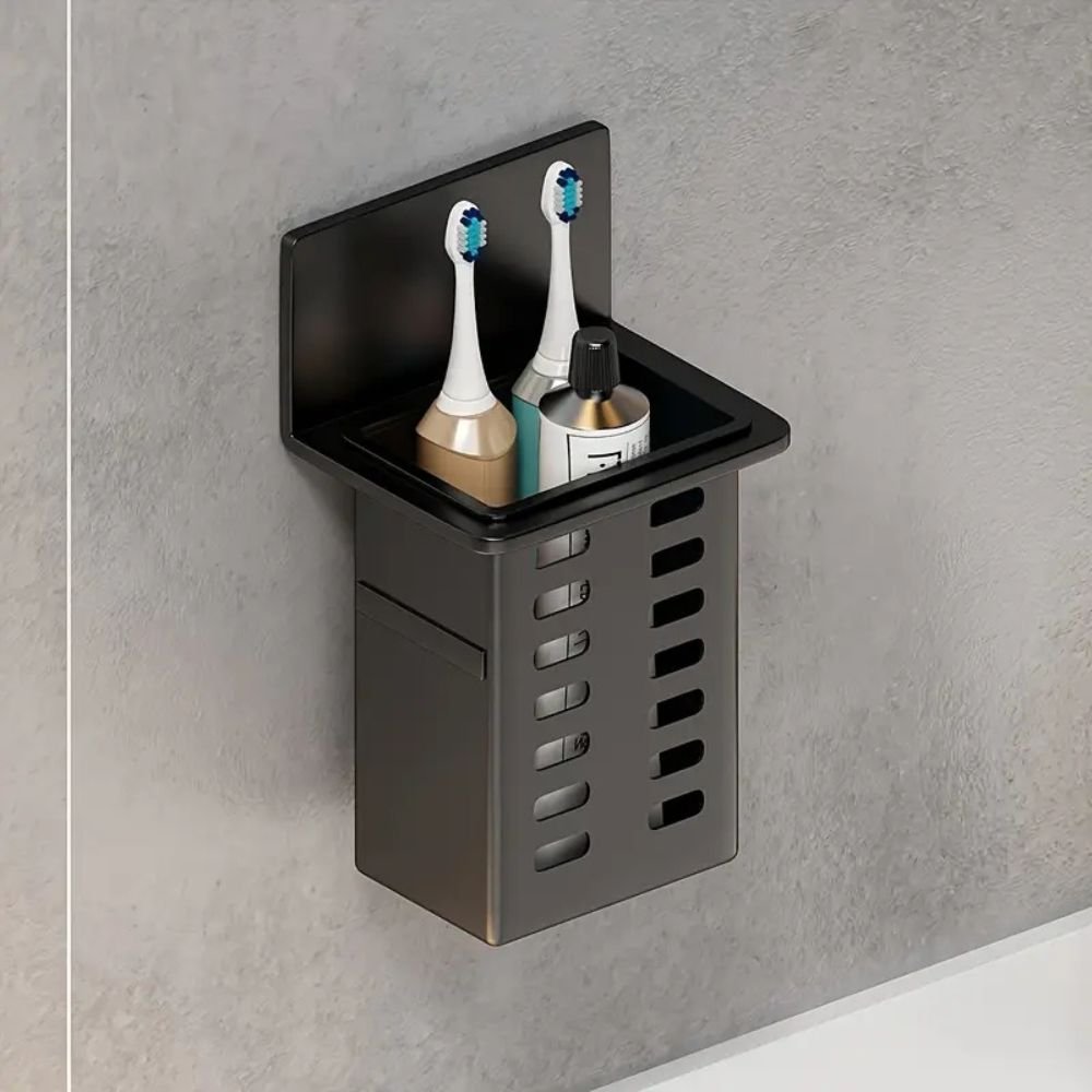 Modern Wall-Mounted Bathroom Organizer – Minimalist Home Storage & Decor