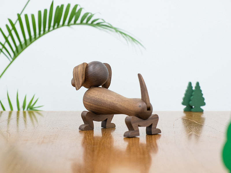 Walnut Dachshund Art Figurine