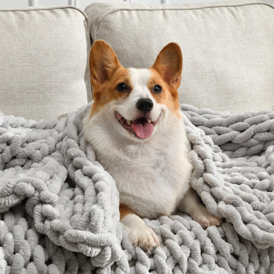 Handmade Chunky Knit Blanket 60x80" – Thick Chenille Throw for Sofa & Bed