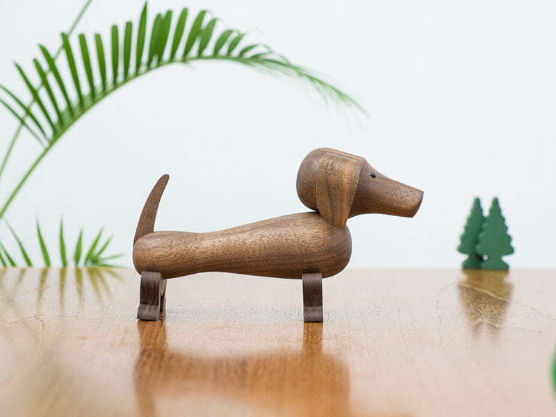 Walnut Dachshund Art Figurine