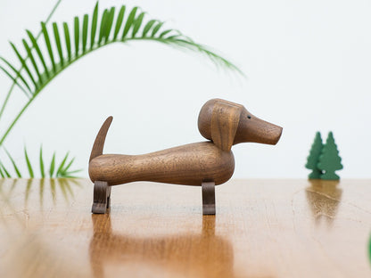 Walnut Dachshund Art Figurine